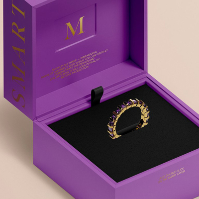 Custom Logo High End Purple Jewellery Gift Wedding Rings Box