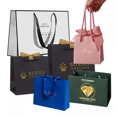 Luxury Famous Brand Jewelry Gift Shopping Bag Custom Print Small Paper Bags With Your Own Log