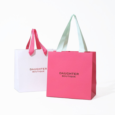 Custom Printed Pink Matte Laminated Shopping Euro Tote Paper Bag With Logos