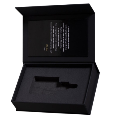 Custom Printing Eco Friendly Black Hair Oil Packaging Magnet Rigid Paper Box With Foam Insert