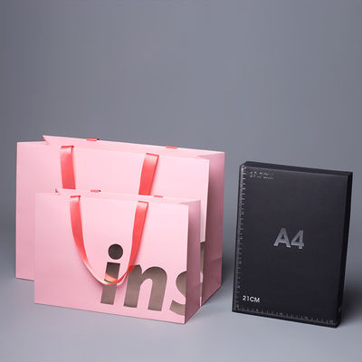 Custom Printing Branded Logo Retail Paper Shopping Bags With Ribbon Handles