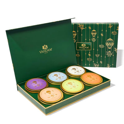 Custom Printed Green Cardboard Luxury Tea Tin Packaging Gift Box
