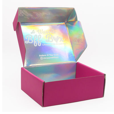 Custom Printing Paper Pink Holographic Corrugated Packaging Shipping Box