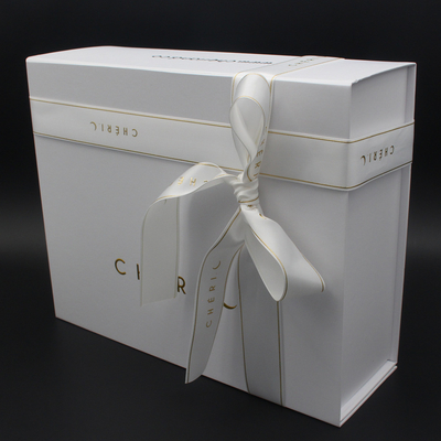 Custom Logo Printing Wholesale Large White Magnetic Gift Box With Ribbon